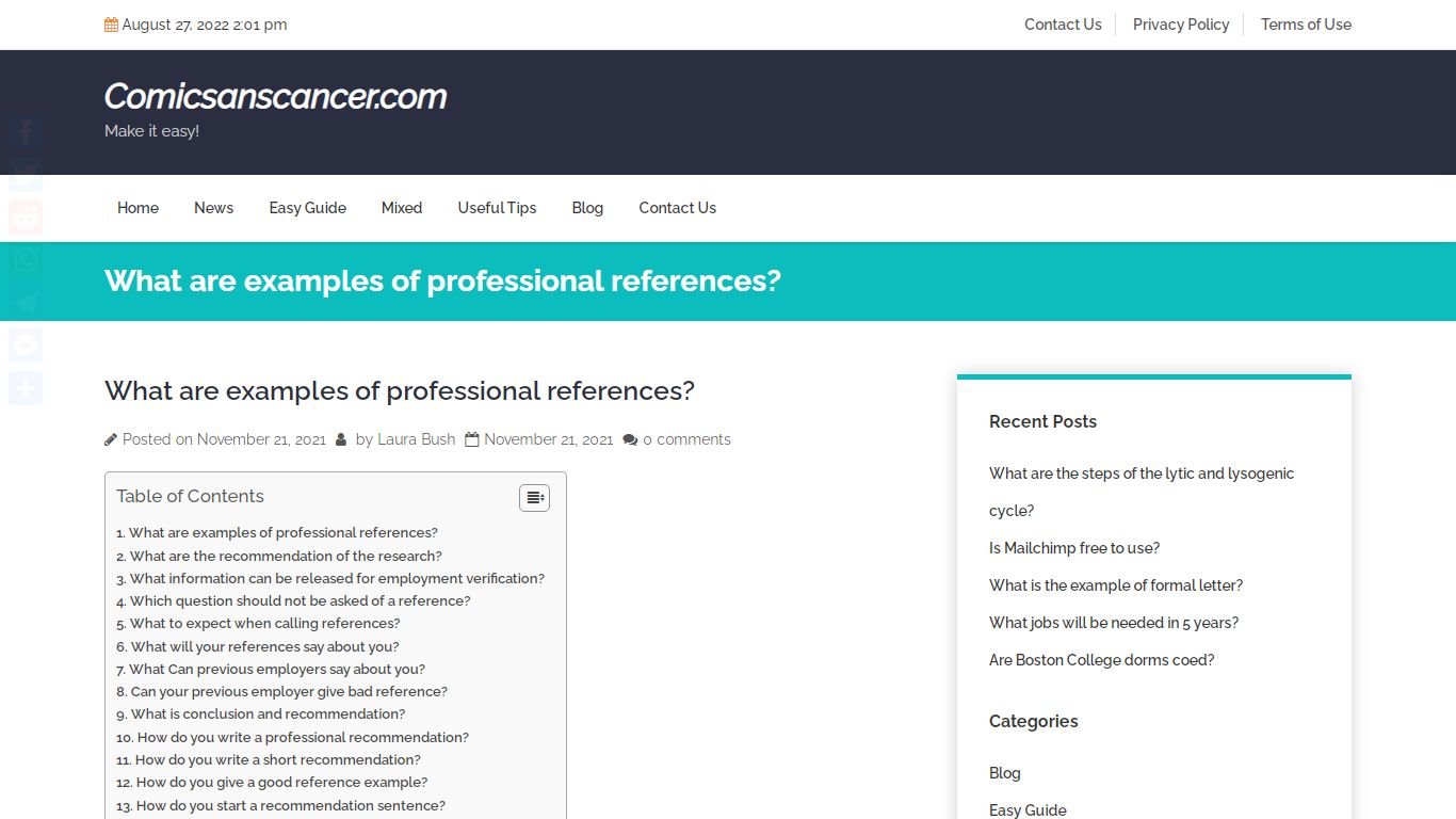 What are examples of professional references? - Comic Sans